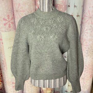 sage green floral knit sweater